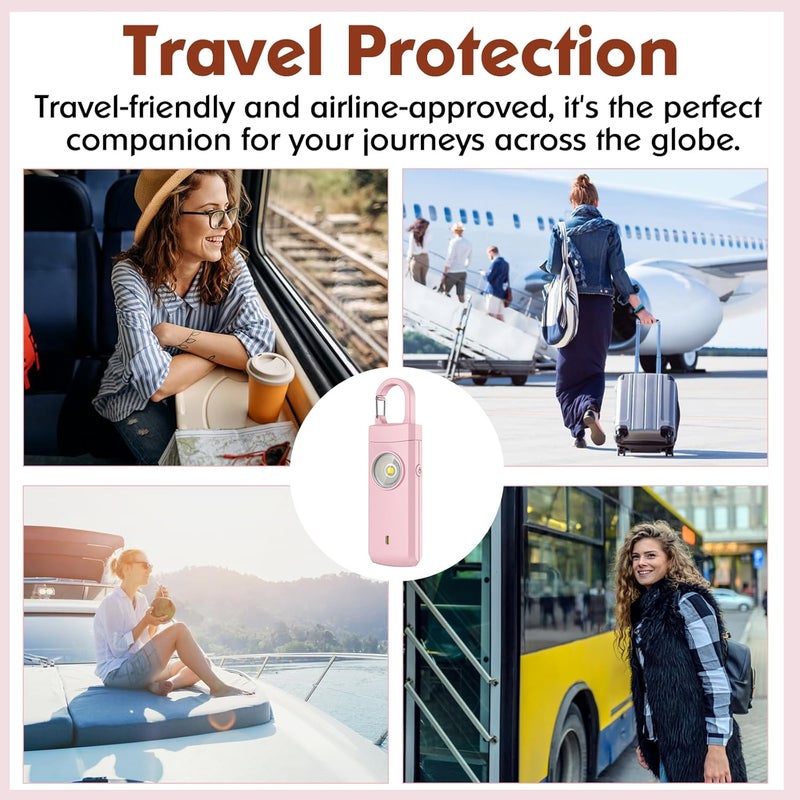 ANKOSHUN Rechargeable Personal Alarms for Women - Christmas Birthday Gifts for Women, Stocking Stuffers for Teen Girl, Daughter, Safety Keychain Flashlight, Siren Alarm, Travel College Essentials (Rose Gold) - Image 5